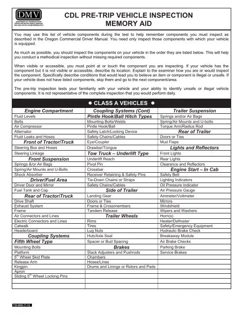 How to Remember Pre Trip Inspection Cdl